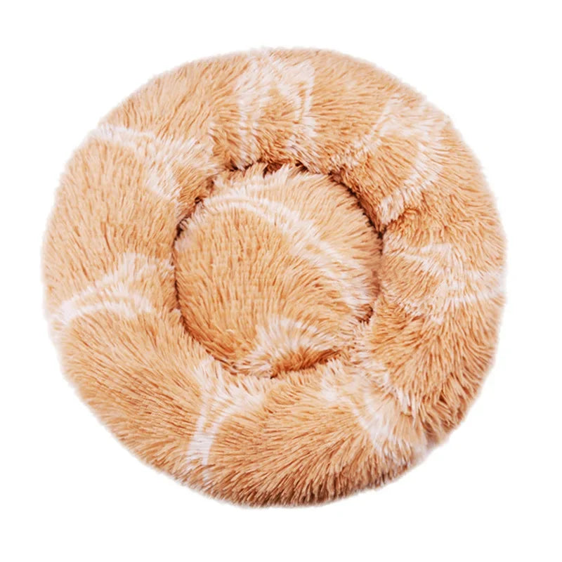 Calming Donut Pet Bed – Super Soft Plush Round Bed for Dogs & Cats (40–90cm)