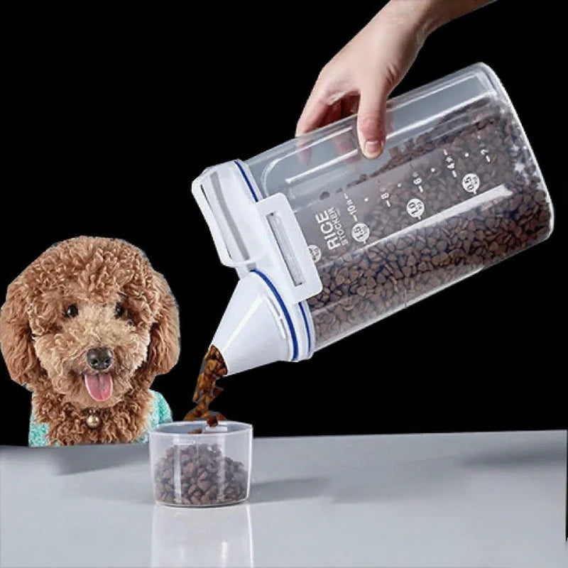 Airtight Pet Food Storage Container with Measuring Cup – 1.5KG / 2KG