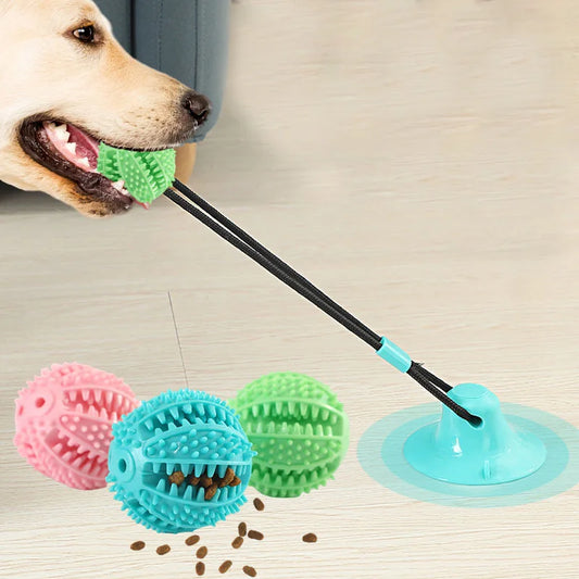 Interactive Suction Cup Dog Toy – Treat Dispensing Tug-of-War Ball with Sound