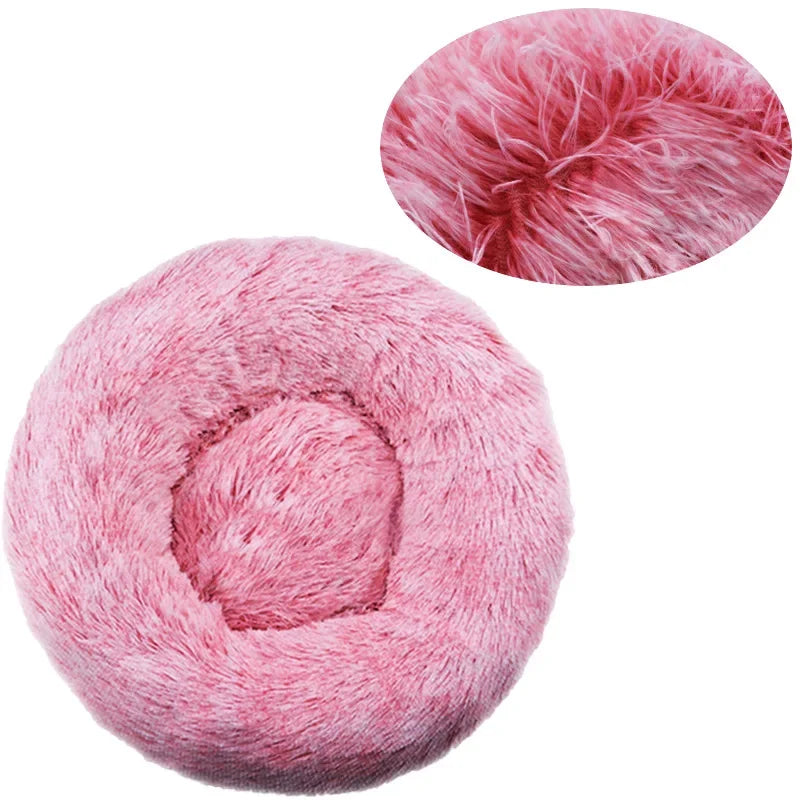 Calming Donut Pet Bed – Super Soft Plush Round Bed for Dogs & Cats (40–90cm)