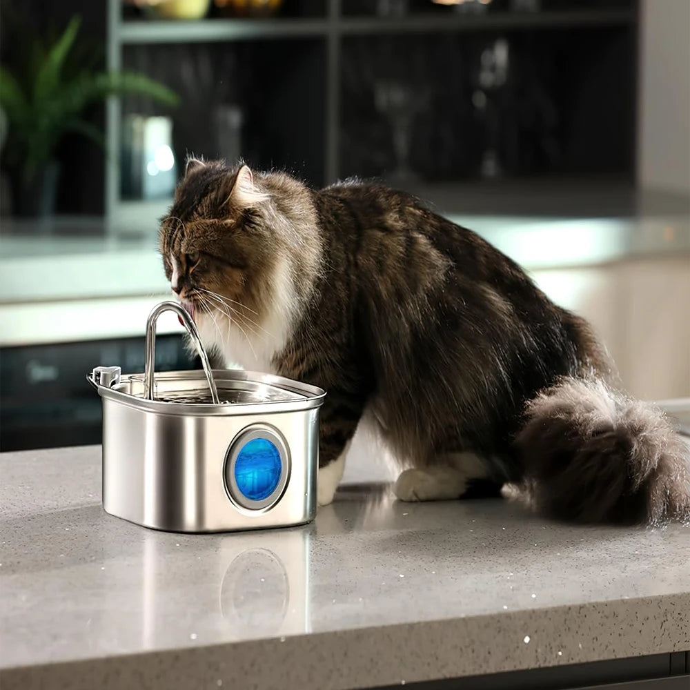 3.2L Stainless Steel Pet Water Fountain – Ultra-Quiet Smart Drinking Dispenser for Cats & Dogs