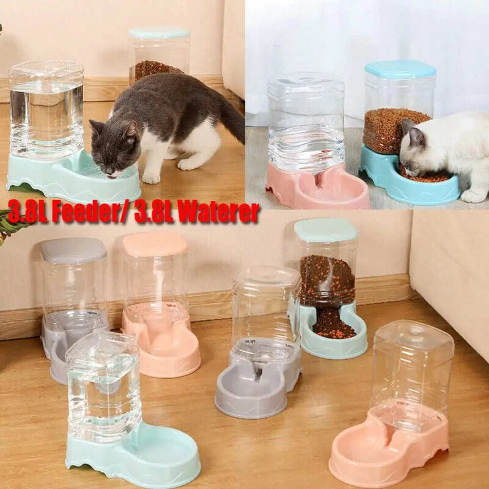 Automatic Pet Feeder & Water Dispenser 3.8L – Gravity Food & Water Station for Cats & Dogs