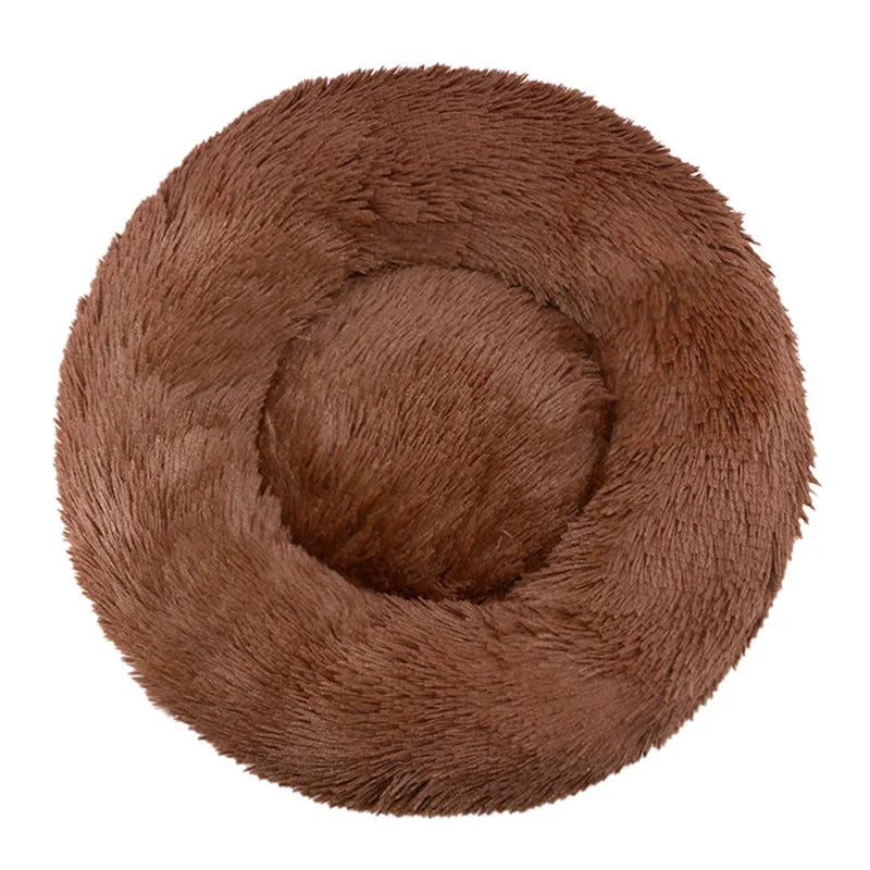 Calming Donut Pet Bed – Super Soft Plush Round Bed for Dogs & Cats (40–90cm)