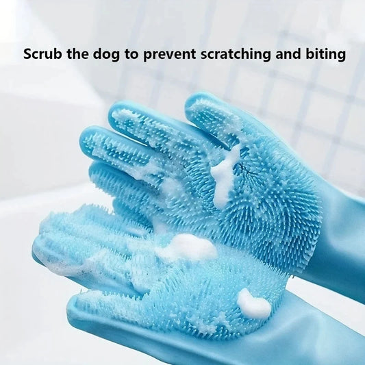 Pet Grooming & Bathing Glove – Silicone Deshedding Brush for Dogs & Cats