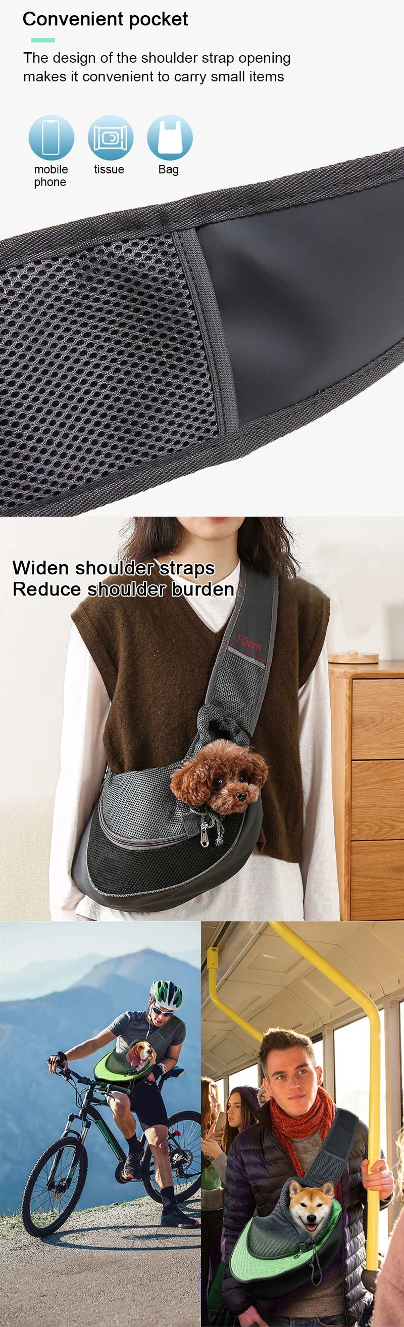 Pet Sling Carrier Bag – Comfortable Shoulder Tote for Small Dogs & Cats