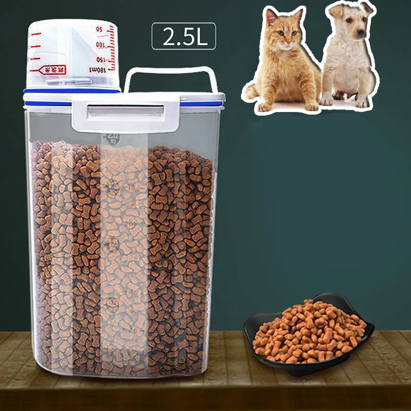 Airtight Pet Food Storage Container with Measuring Cup – 1.5KG / 2KG
