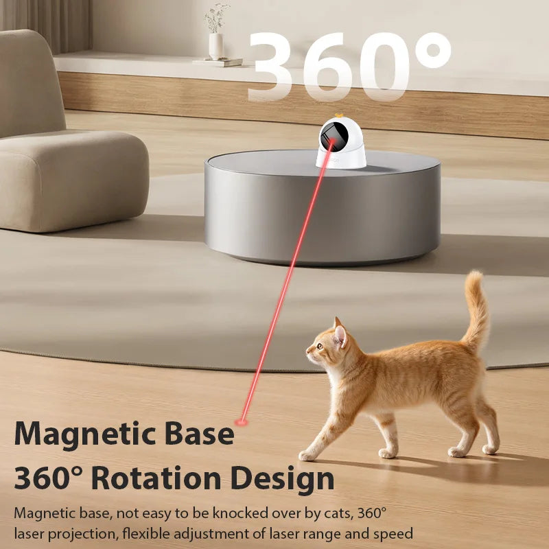 Automatic 360° Rotating Cat Laser Toy – Smart Interactive Pet Teaser with Magnetic Base