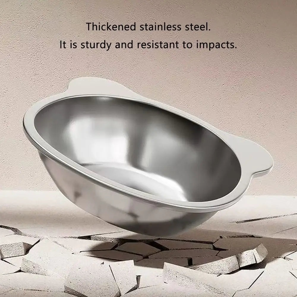 15° Tilted Stainless Steel Elevated Cat Bowl – Anti-Vomiting Raised Pet Feeding Bowl