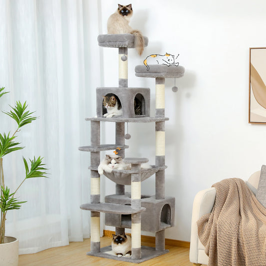 Premium Multi-Level Cat Tree Tower with Hammock & Scratching Posts