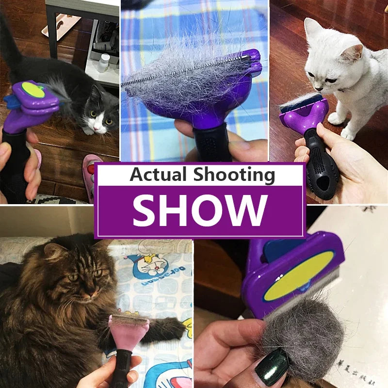 Pet Deshedding Grooming Brush – Hair Removal Comb for Dogs & Cats