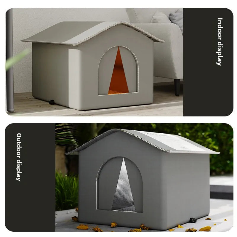 Outdoor Waterproof Winter Cat House – Warm, Foldable & Weatherproof Shelter for Cats & Small Pets