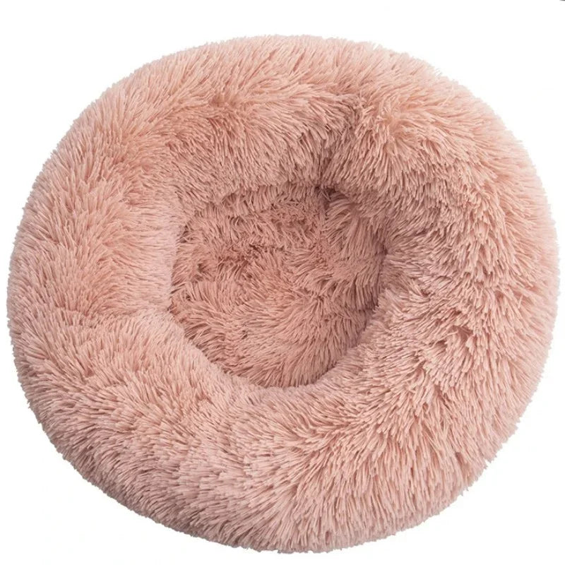 Calming Donut Pet Bed – Super Soft Plush Round Bed for Dogs & Cats (40–90cm)