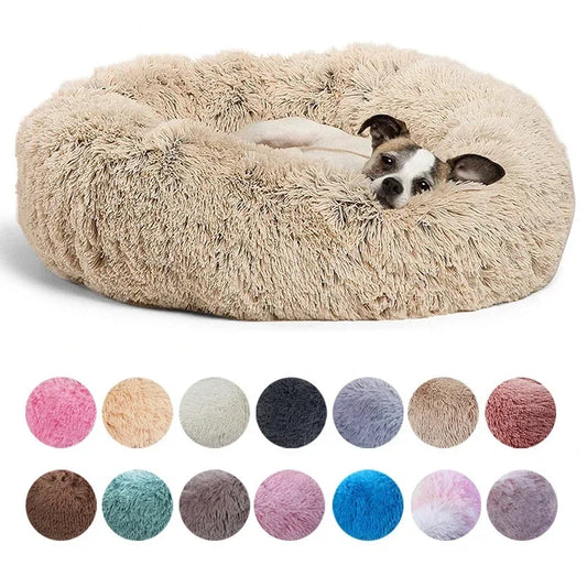 Calming Donut Pet Bed – Super Soft Plush Round Bed for Dogs & Cats (40–90cm)
