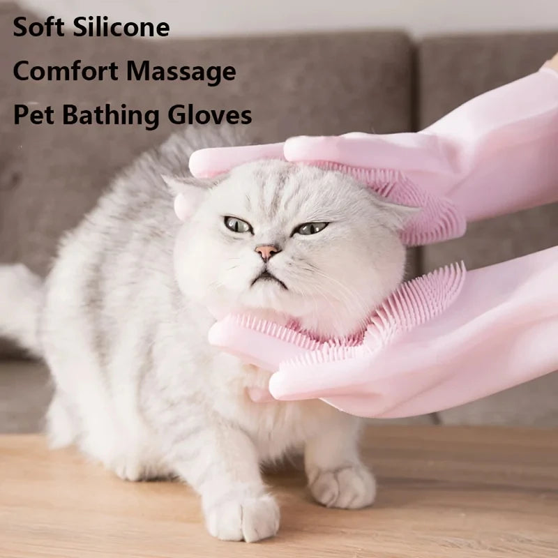 Pet Grooming & Bathing Glove – Silicone Deshedding Brush for Dogs & Cats