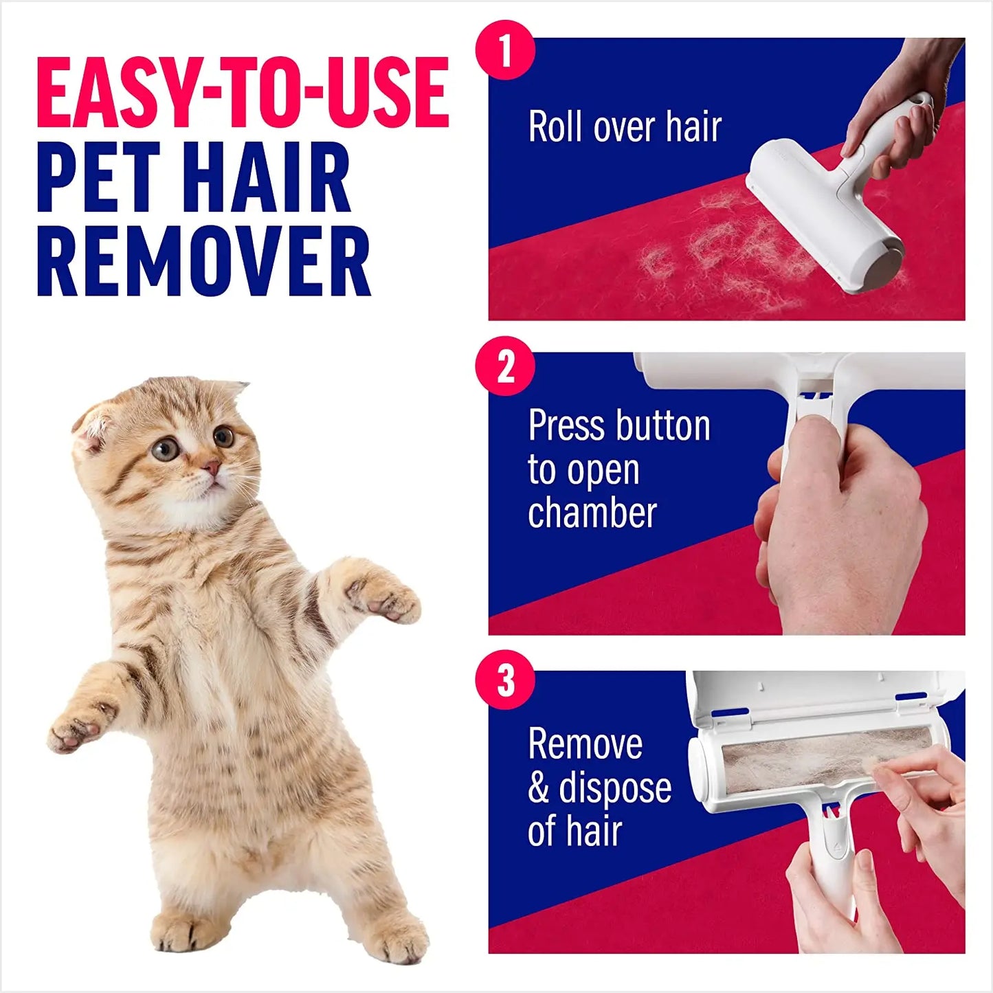 Pet Hair Remover Roller – Self-Cleaning & Reusable