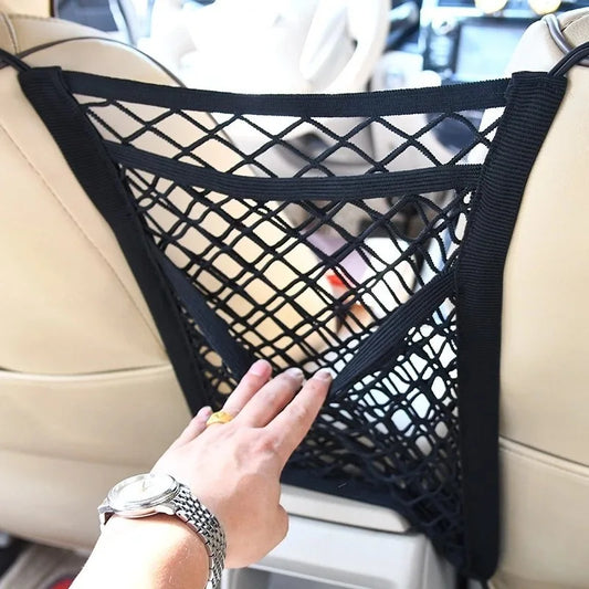 Car Seat Divider Storage Net – Pet & Child Safety Barrier with Elastic Mesh Organizer
