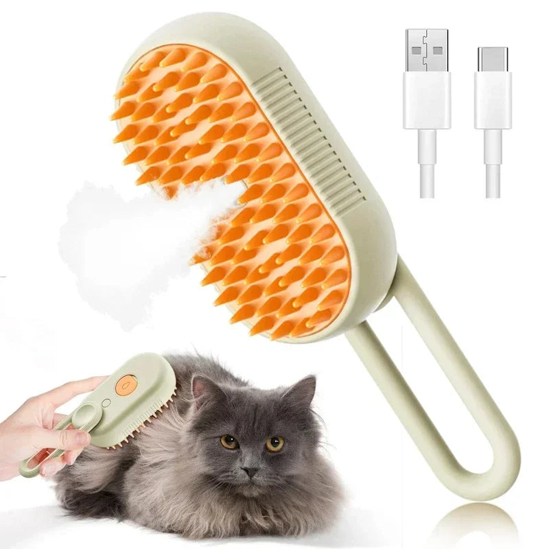 2pcs 3-in-1 Pet Steamy Brush – Massage, Deshedding & Loose Hair Removal Tool