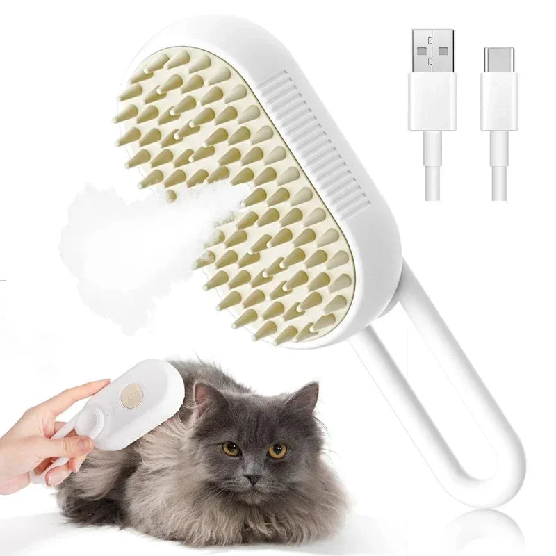 2pcs 3-in-1 Pet Steamy Brush – Massage, Deshedding & Loose Hair Removal Tool