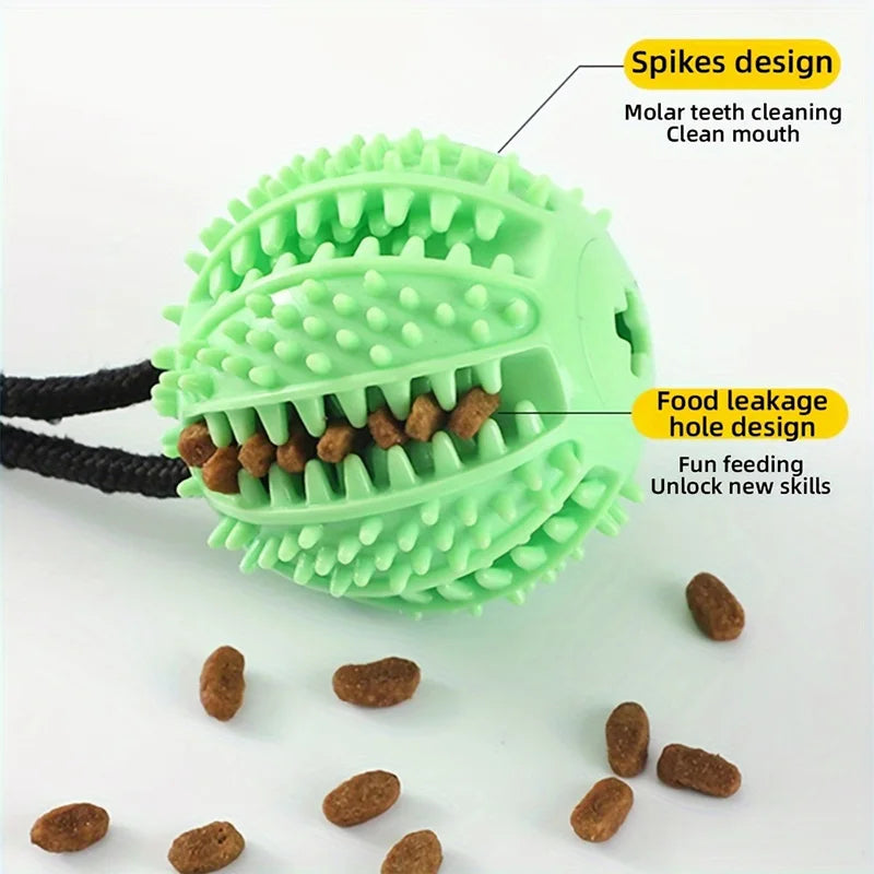 Interactive Suction Cup Dog Toy – Treat Dispensing Tug-of-War Ball with Sound