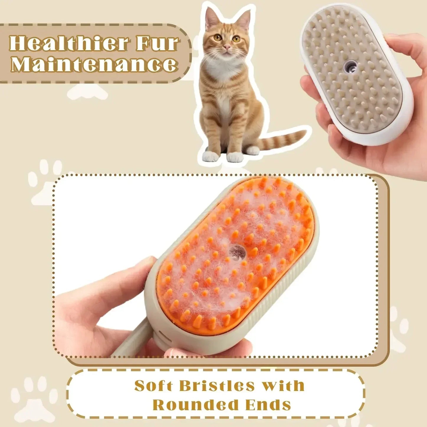 2pcs 3-in-1 Pet Steamy Brush – Massage, Deshedding & Loose Hair Removal Tool