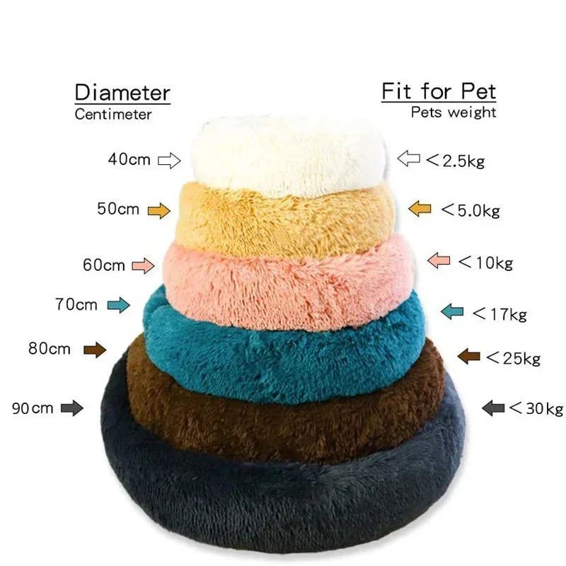 Calming Donut Pet Bed – Super Soft Plush Round Bed for Dogs & Cats (40–90cm)