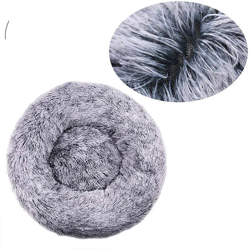 Calming Donut Pet Bed – Super Soft Plush Round Bed for Dogs & Cats (40–90cm)