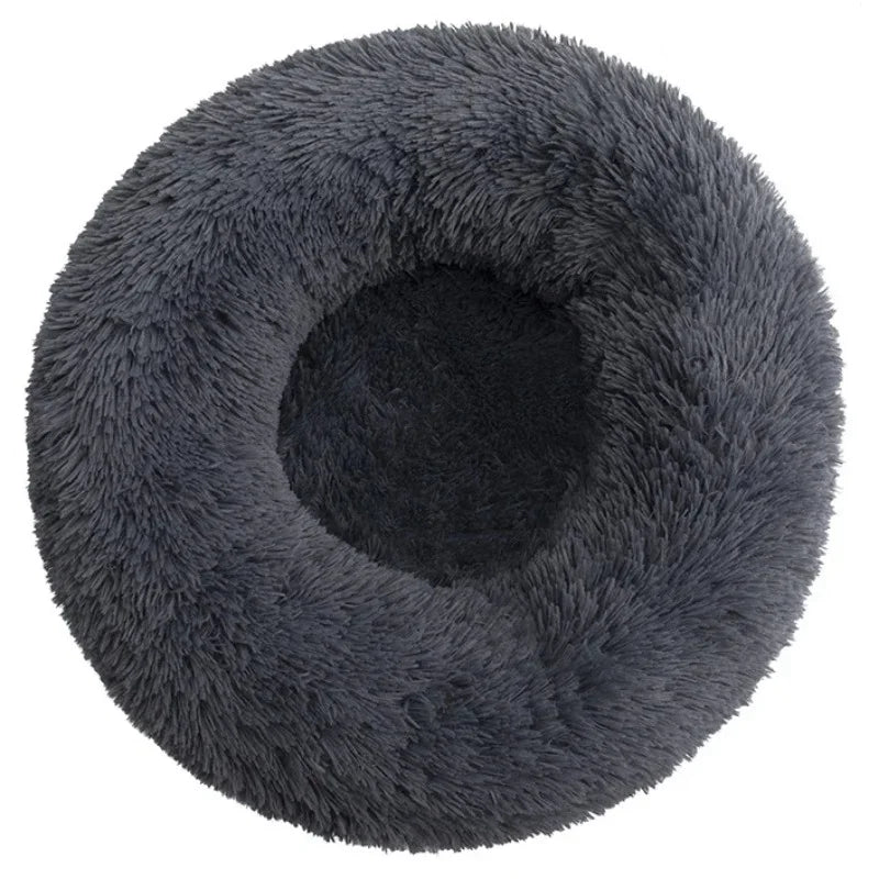 Calming Donut Pet Bed – Super Soft Plush Round Bed for Dogs & Cats (40–90cm)