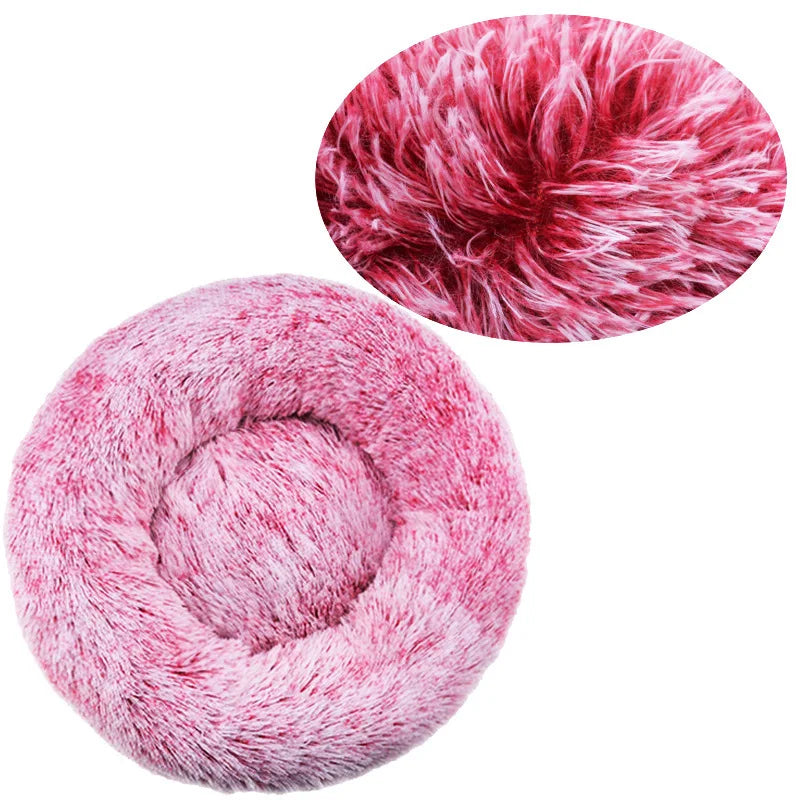 Calming Donut Pet Bed – Super Soft Plush Round Bed for Dogs & Cats (40–90cm)