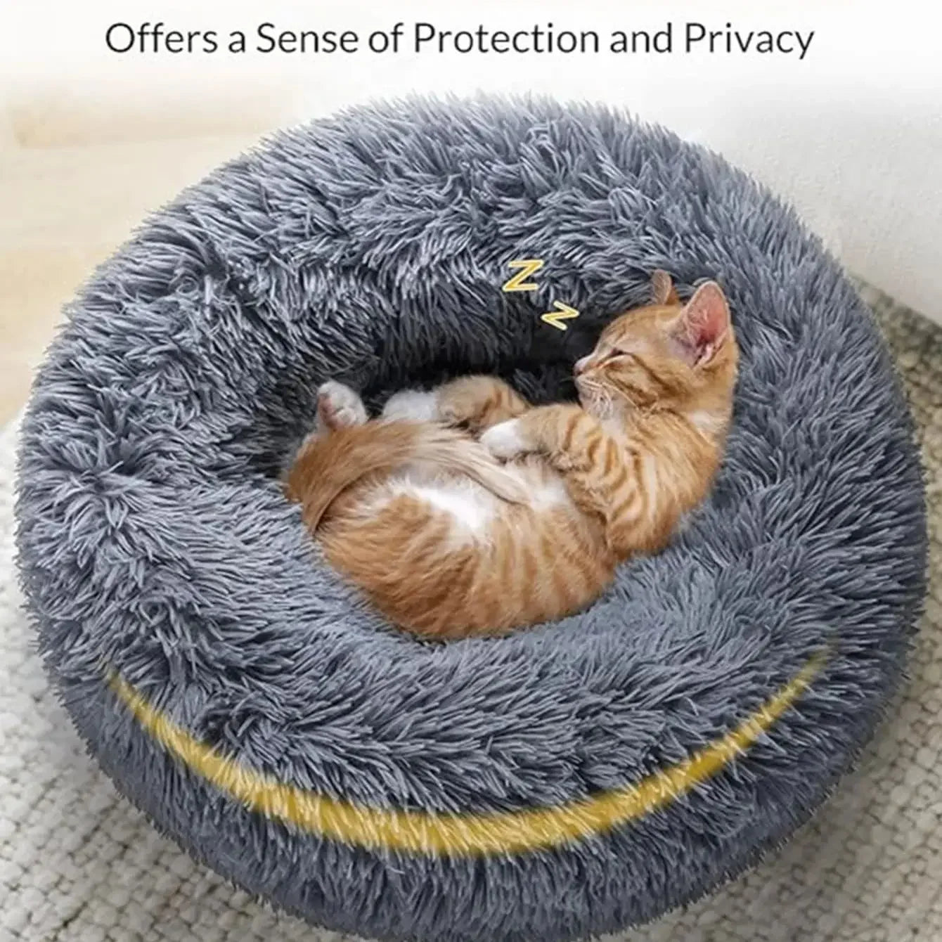Calming Donut Pet Bed – Super Soft Plush Round Bed for Dogs & Cats (40–90cm)